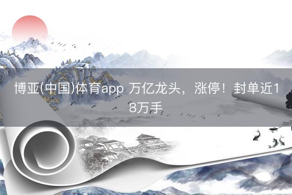 博亚(中国)体育app 万亿龙头，涨停！封单近18万手