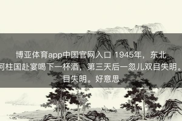 博亚体育app中国官网入口 1945年，东北军元老何柱国赴宴喝下一杯酒，第三天后一忽儿双目失明。好意思