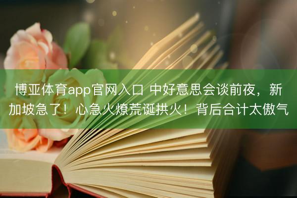 博亚体育app官网入口 中好意思会谈前夜，新加坡急了！心急火燎荒诞拱火！背后合计太傲气