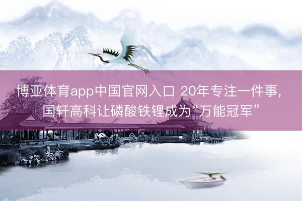 博亚体育app中国官网入口 20年专注一件事， 国轩高科让磷酸铁锂成为“万能冠军”