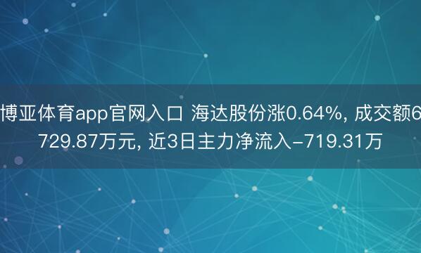 博亚体育app官网入口 海达股份涨0.64%， 成交额6729.87万元， 近3日主力净流入-719.31万