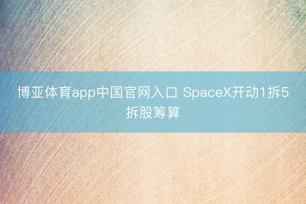 博亚体育app中国官网入口 SpaceX开动1拆5拆股筹算