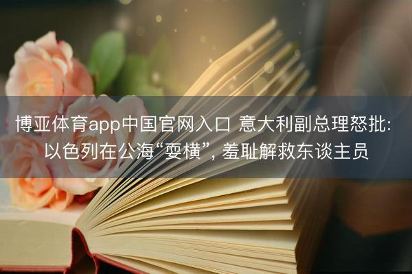 博亚体育app中国官网入口 意大利副总理怒批: 以色列在公海“耍横”， 羞耻解救东谈主员