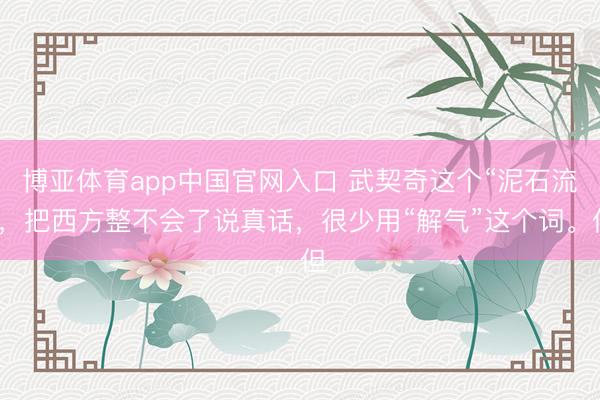博亚体育app中国官网入口 武契奇这个“泥石流”，把西方整不会了说真话，很少用“解气”这个词。但