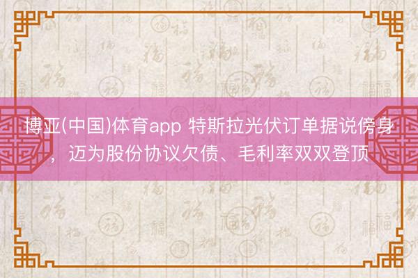 博亚(中国)体育app 特斯拉光伏订单据说傍身，迈为股份协议欠债、毛利率双双登顶