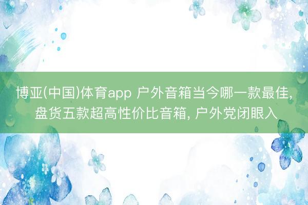 博亚(中国)体育app 户外音箱当今哪一款最佳， 盘货五款超高性价比音箱， 户外党闭眼入