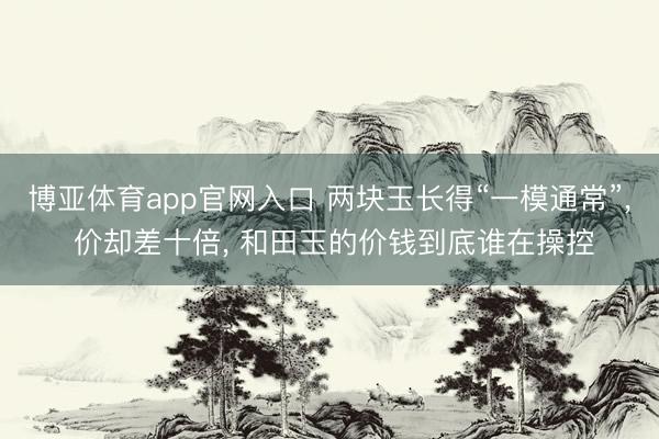 博亚体育app官网入口 两块玉长得“一模通常”， 价却差十倍， 和田玉的价钱到底谁在操控
