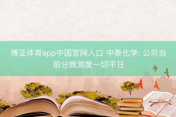 博亚体育app中国官网入口 中泰化学: 公司当前分娩测度一切平日