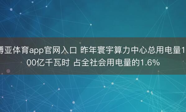 博亚体育app官网入口 昨年寰宇算力中心总用电量1700亿千瓦时 占全社会用电量的1.6%