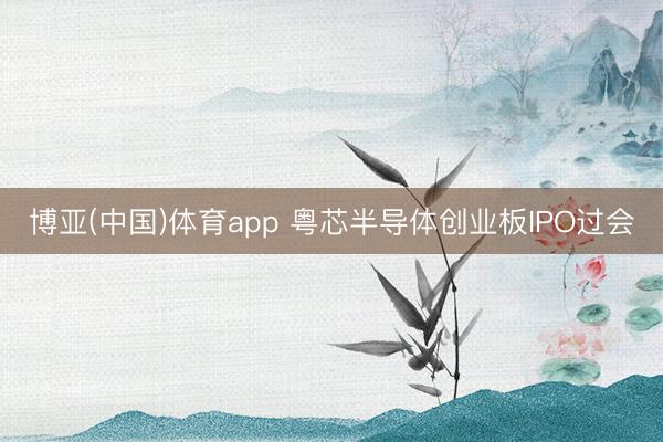 博亚(中国)体育app 粤芯半导体创业板IPO过会