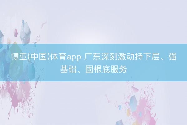 博亚(中国)体育app 广东深刻激动持下层、强基础、固根底服务