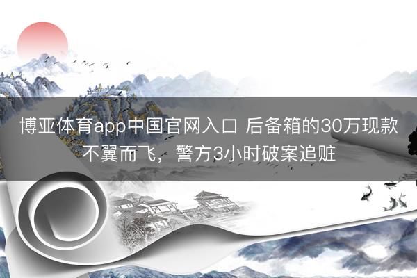 博亚体育app中国官网入口 后备箱的30万现款不翼而飞，警方3小时破案追赃